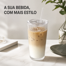 Copo de vidro listrado de 600ml