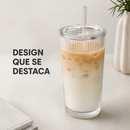 Copo de vidro listrado de 600ml