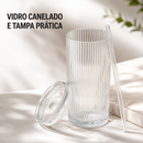 Copo de vidro listrado de 600ml