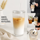 Copo de vidro listrado de 600ml